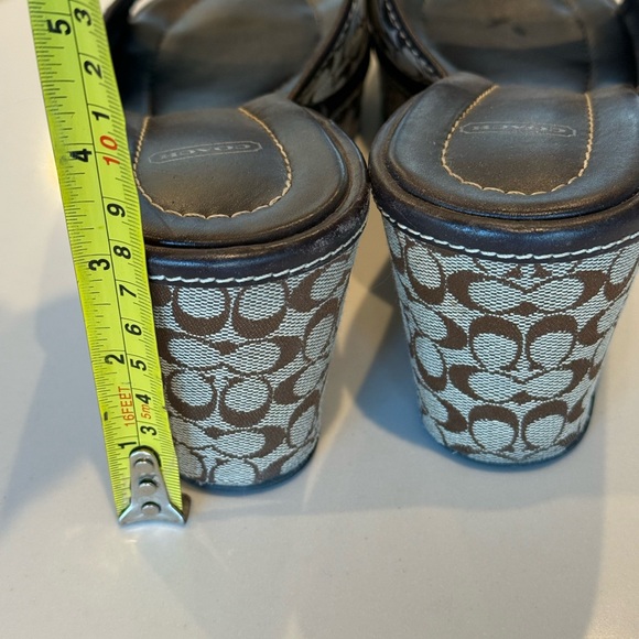 Coach Brown and Cream Wedge Sandals - Picture 4 of 9